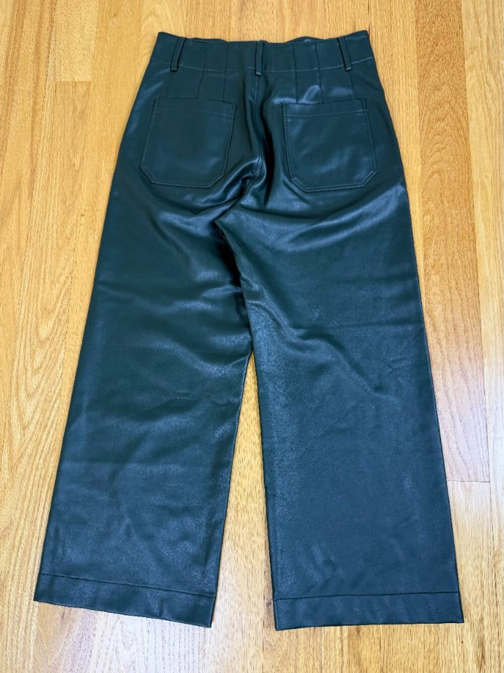 Anthropologie Maeve Colette Pants Deep Green Faux Leather Wide Leg (30) - Picture 4 of 9